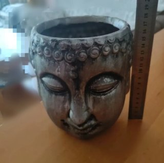 Maceta Cabeza Buda Gris Piedra