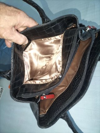 Bolso TRS Negro, imitación Piel de Cocodrilo