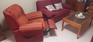 Sofá y sillones balancín tela, las cuatro piezas..