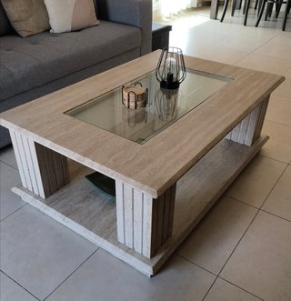 Mesa de centro mármol y cristal 120x80cm