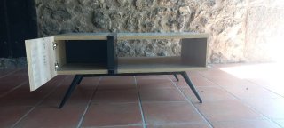 Mesa centro elevable madera y metal