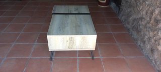 Mesa centro elevable madera y metal