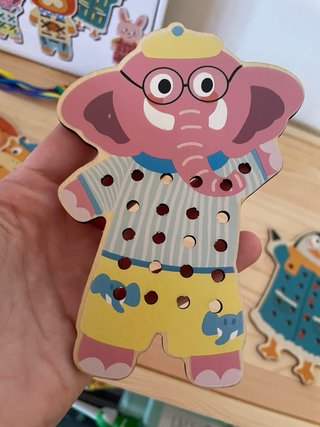 Juego Enhebrar Animales Madera Cuerdas