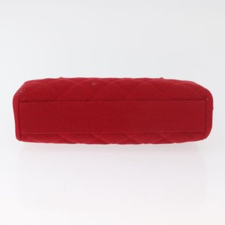 CHANEL Matelasse Chain Shoulder Bag Cotton Red
