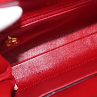 CHANEL Matelasse Chain Shoulder Bag Cotton Red