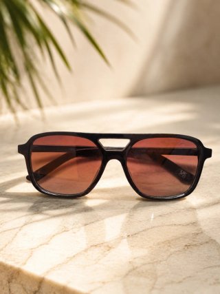 Gafas de sol aviador negras y marrones