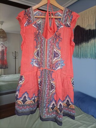 Vestido corto hippie estampado multicolor