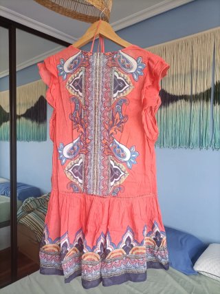 Vestido corto hippie estampado multicolor