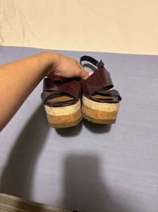 Sandalias Zara Plataforma Talla 40 Marrón burdeos