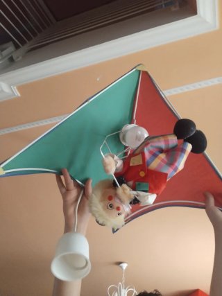 Lámpara Techo Payaso Tela y Plástico