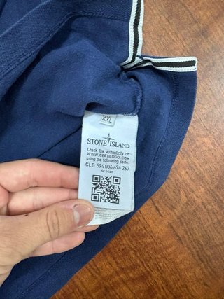 Polo Stone Island manga larga azul
