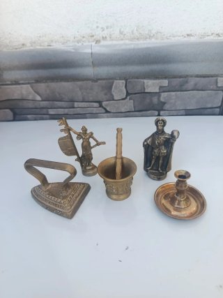 Lote objetos decorativos + repisa madera
