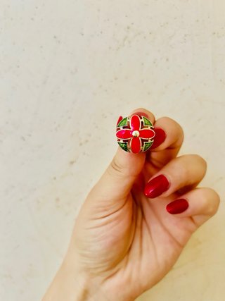 Orecchini donna argento 925 fiore rosso