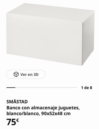 Cama alta IKEA SMÅSTAD blanca con escritorio