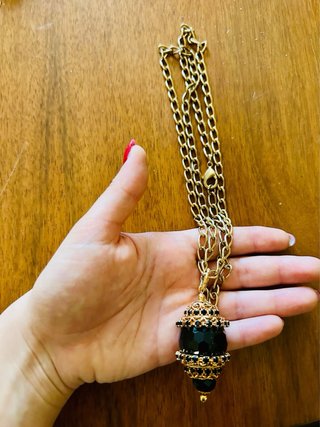 Collana vintage con pietra dura nera placcato oro