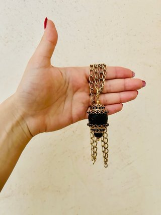 Collana vintage con pietra dura nera placcato oro