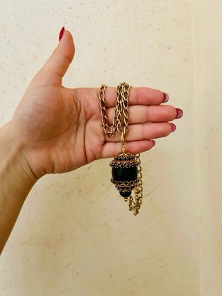 Collana vintage con pietra dura nera placcato oro