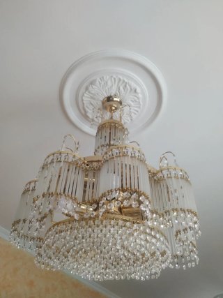 Lámpara de techo cristal strass dorada