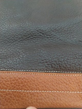 Bolso cuero espeso, elegante, bicolor, grande