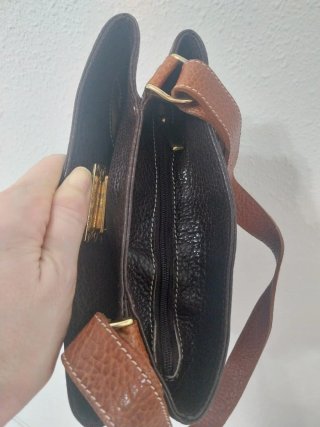 Bolso cuero espeso, elegante, bicolor, grande