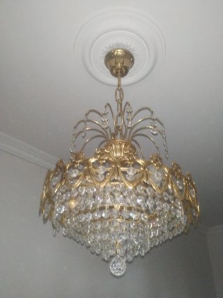 Lámpara de techo cristal strass dorada
