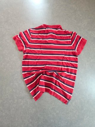 Polo Tommy Hilfiger a righe rosse e blu taglia S