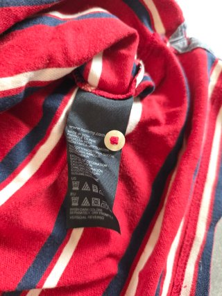 Polo Tommy Hilfiger a righe rosse e blu taglia S