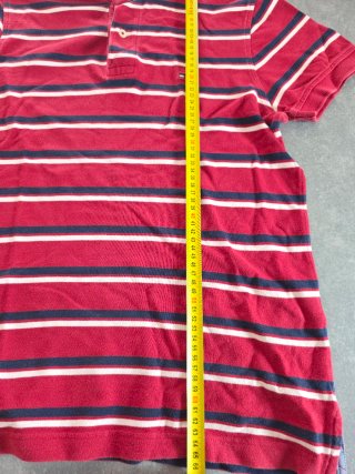 Polo Tommy Hilfiger a righe rosse e blu taglia S