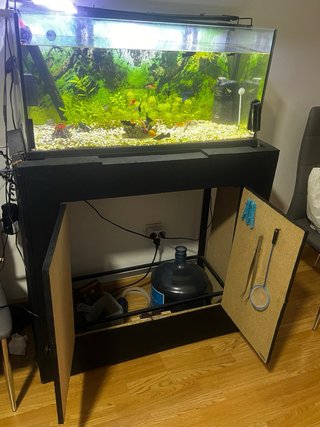 Acuario curvo y tres rectanculares