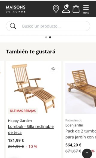 Tumbona de madera de teca natural