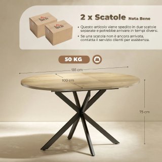 Tavolo da Pranzo Industriale per 4-6 Persone con R