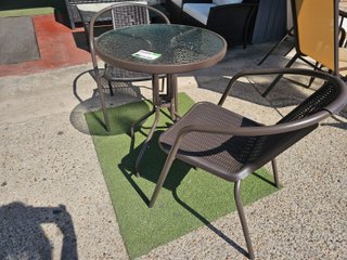 Conjunto Mesa y 2 Sillas Jardín Ratán