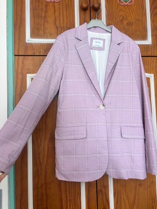 Blazer Bershka rosa a cuadros