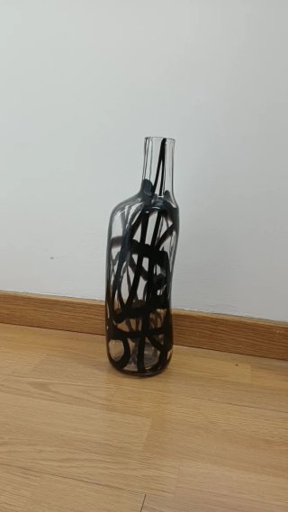 Jarrones Vintage Ikea Cristal Negro Hecho a Mano.