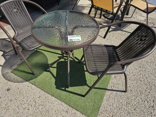 Conjunto Mesa y 2 Sillas Jardín Ratán