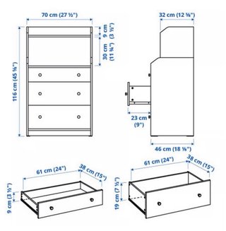 Cómoda IKEA 3 cajones con estantería. Buen estado.