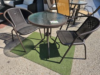 Conjunto Mesa y 2 Sillas Jardín Ratán