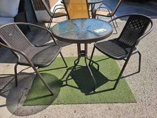 Conjunto Mesa y 2 Sillas Jardín Ratán