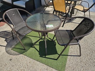 Conjunto Mesa y 2 Sillas Jardín Ratán