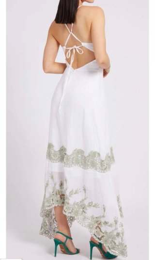 Vestido Guess largo blanco y verde S