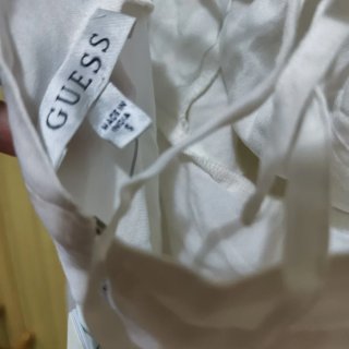 Vestido Guess largo blanco y verde S