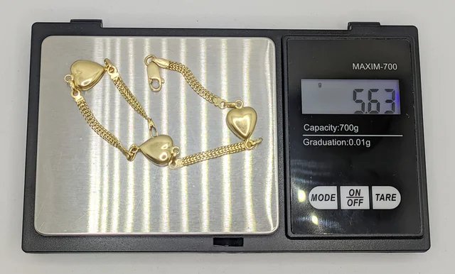 Pulsera Oro 18k Corazones 5.63g