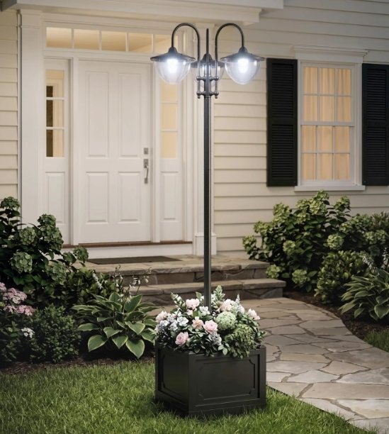 Farol Solar LED Jardín Negro