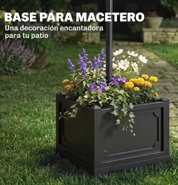 Farol Solar LED Jardín Negro