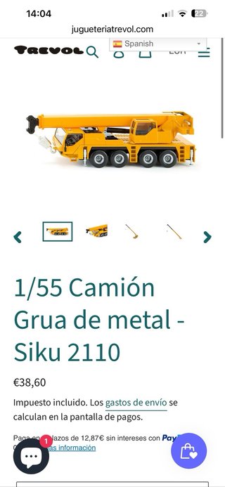 1/55 Camión Grua de metal - Siku 2110