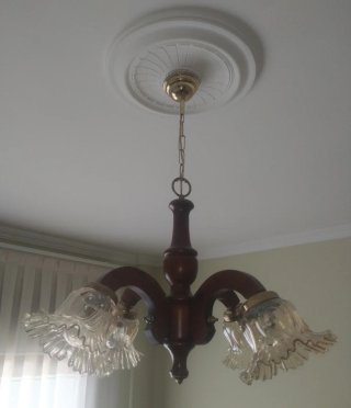 Lámpara de techo madera y cristal