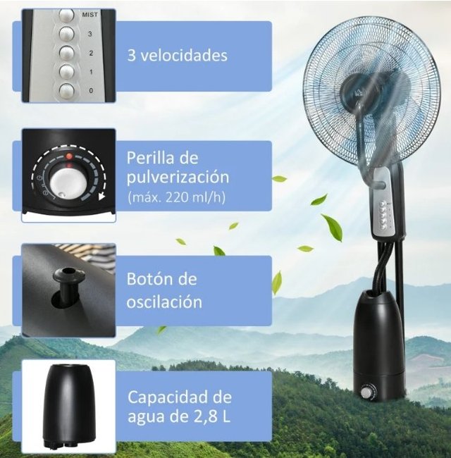 Ventilador Nebulizador Negro 90W