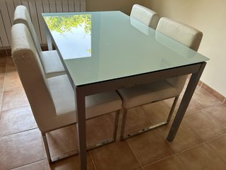 Mesa cristal extensible 4 sillas