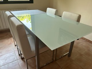 Mesa cristal extensible 4 sillas