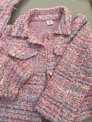 Conjunto niña tweed rosa talla 7-8